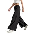 thumbnail image 4 of Lenpel Girls' Palazzo Pants Kids Ice Silk Elastic High Waisted Pull on Wide Leg Pants Baggy Casual Trousers, 4 of 5