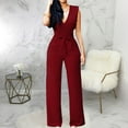 thumbnail image 7 of Jumpsuits For Women Summer Short Sleeved With Deep V Neck And Waist Strap Summer Rompers For Women 2023 Casual, 7 of 7