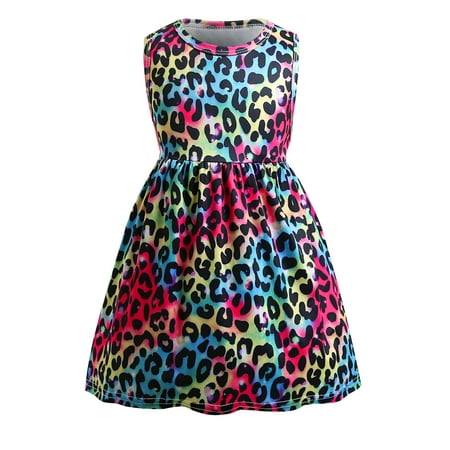 

URMAGIC 2-12T Girls Dress Sleeveless Kids Toddler Little Big Girl Unicorn Mermaid Butterfly Leopard Casual Dresses