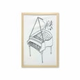 thumbnail image 1 of Music Note Wall Art with Frame, Monochrome Style Outline Drawing of a Piano on a Plain Background, Printed Fabric Poster for Bathroom Living Room, 23" x 35", Charcoal Grey and White, by Ambesonne, 1 of 2