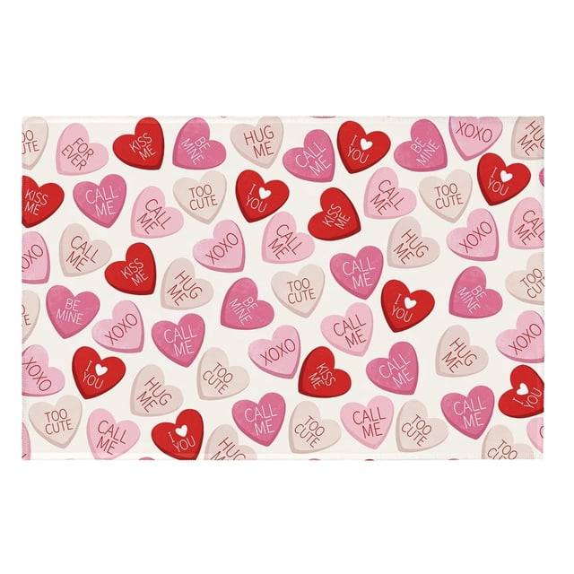 TIELUTT Valentines Day Area Rug Red Heart Valentine Small Entryway Rugs Non Indoor Outdoor Blanket for Sofa Living Room Blankets for Women Small Rugs for Classroom Linen Blanket Throw Fuzzy Soft Blan