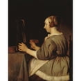 thumbnail image 3 of Gabriel Metsu 12x14 Black Modern Framed Museum Art Print Titled - Mirror Woman (1662), 3 of 5