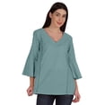 thumbnail image 1 of Moomaya Tunique en Coton à Manches Cloche pour Femmes Col en V Simple Top Schiffli d'Été, 1 of 7