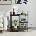 thumbnail image 2 of Gymax 25'' x 16'' 3-Tier Printer Table w/ Storage Shelves Wheels for Home Office Rustic Brown, 2 of 10