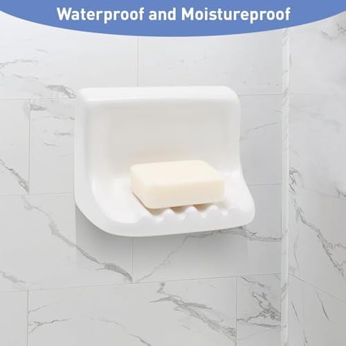 White Vintage Mounted Ceramic Soap Dish: Retro Ceramic Soap Holder, Porcelain Wall Dish, for Home Bathtub Bathroom Sink – Home Decor