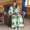 thumbnail image 2 of Collections Etc Nordic Snowflake Soft Fleece Wearable Blanket Green 60" x 67" x 0.13", 2 of 8