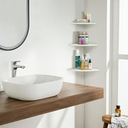 3Pcs Corner Shelves, White Wall Mount Floating Storage Shelf for Bedroom Living Room Bathroom, Float Corner Display Shelf