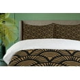 thumbnail image 4 of Ambesonne Scallop Duvet Cover Sets, Retro Art Deco Seashells, 2-Queen, Caramel Charcoal Grey, 4 of 7