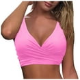thumbnail image 3 of Linfrsh Swim Tops Women Women'S Push Up Sexy V Neck Adjustable Twist Bikini Swimsuit Top Pink,L, 3 of 7