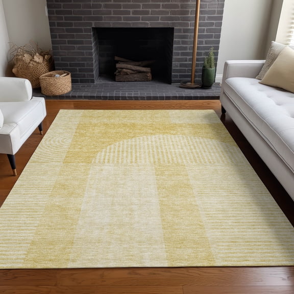 Addison Rugs Chantille Indoor/Outdoor Transitional Art Deco Gold Washable Rectangle Rug, 2'6" x 3'10"
