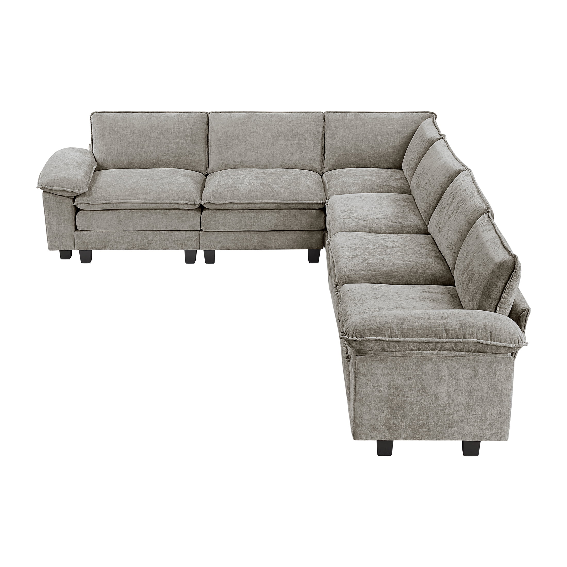OakvillePark Corvan Chenille 6-Piece L-Shaped Modular Sectional, Dark Pewter