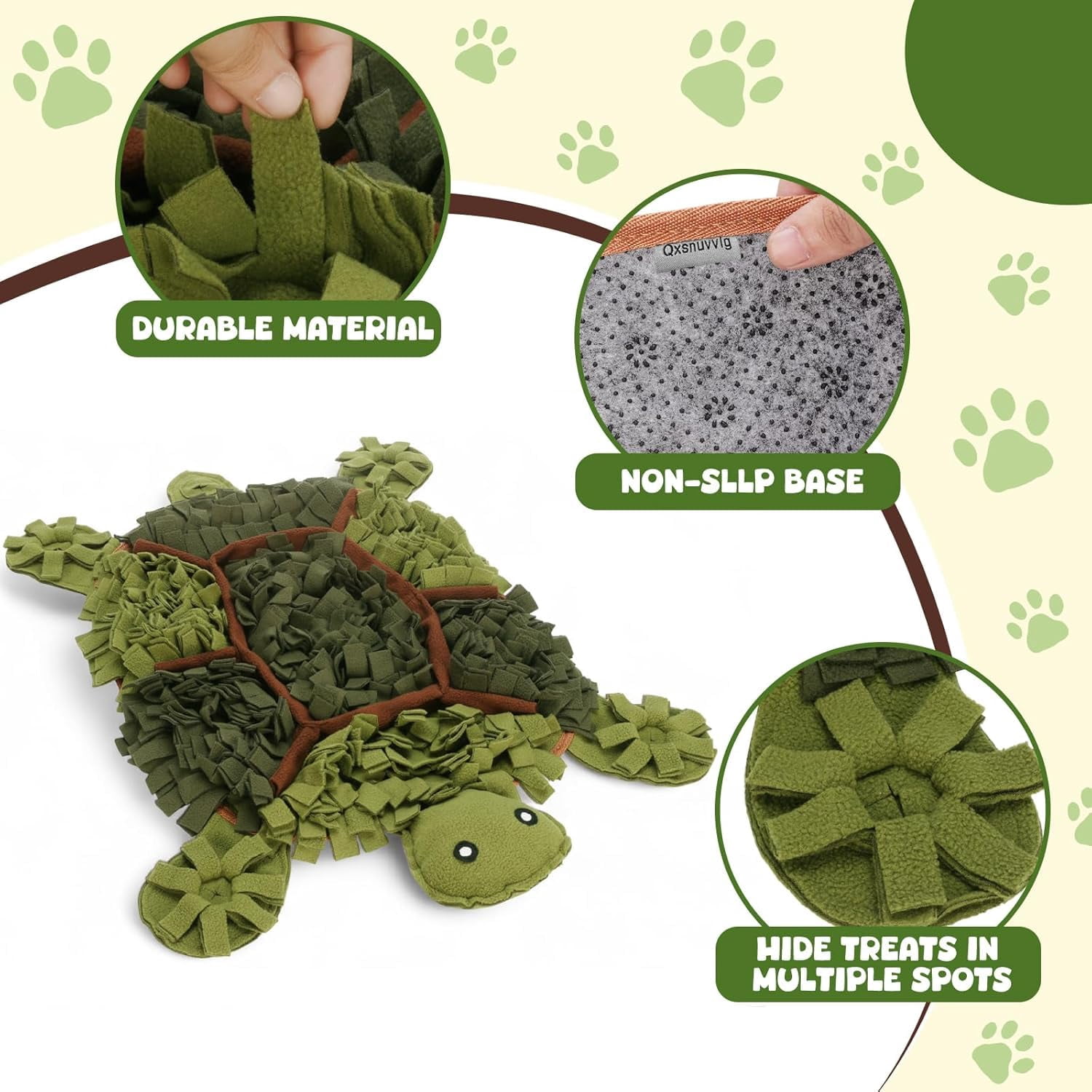 Turtle-Shaped Dog Snuffle Mat, 28.8 x 22.8 Inch Large Interactive Slow Feeder, Nosework Puzzle for Small to Medium Dogs