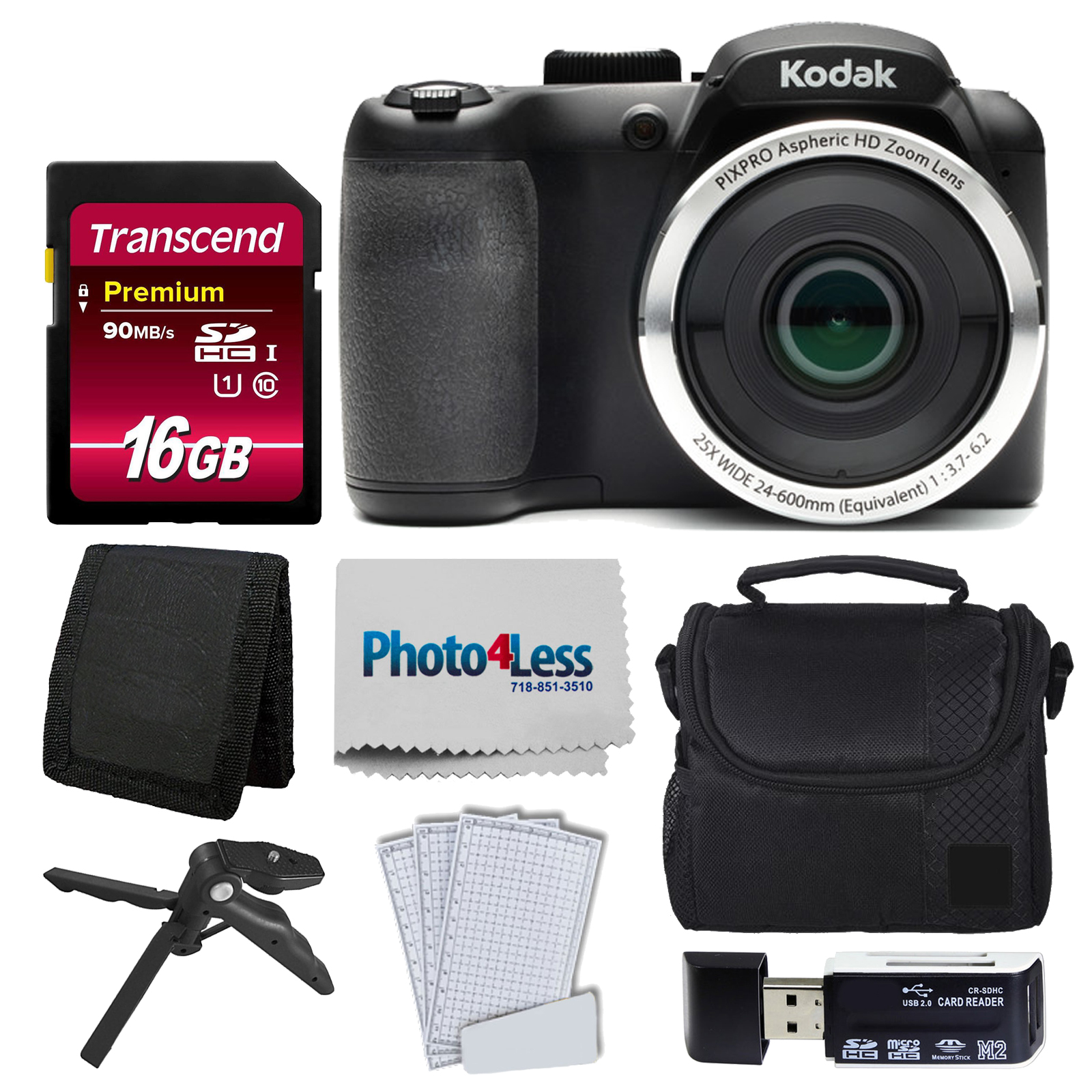 Kodak PIXPRO AZ252 Digital Camera (Black) + 16GB Memory Card