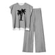 thumbnail image 1 of Pantalones Casuales sin Mangas Impresos con Cuello Redondo Conjunto Superior, Pantalones Ligeros Mujeres para Primavera Verano, 1 of 2
