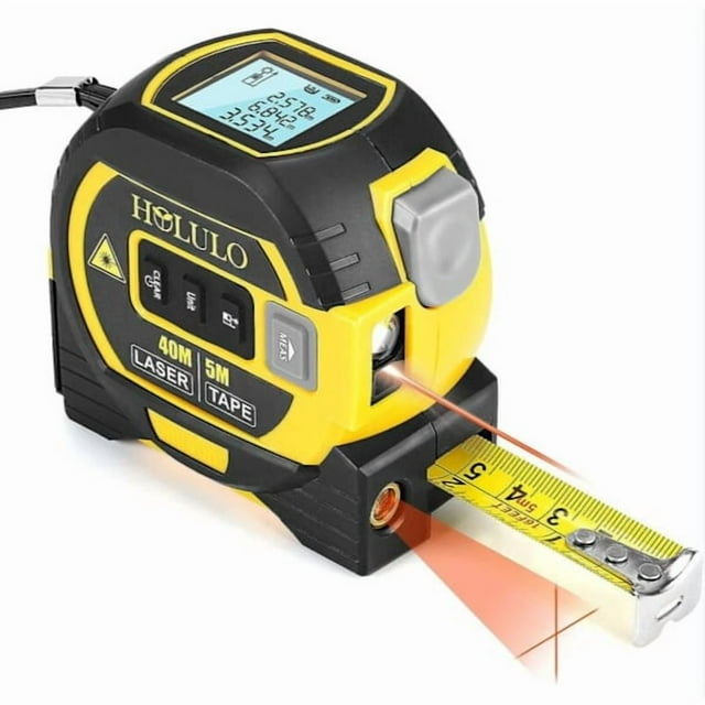 3-in-1 Digital Laser Measure with Crosshair Laser, 131ft Digital Laser Distance Meter, 16ft Measuring Tape