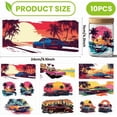 thumbnail image 2 of 10 Pcs UV DTF Cup Wrap Transfer Sticker 10 Styles Sunset Car Coconut Trees Retro Transfer Paper Rub on Stickers PVC Cup Wrap Waterproof Rub Decals, 2 of 7