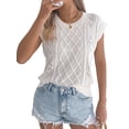 thumbnail image 2 of Womens Round Neck Sweater Vest Sleeveless Summer Casual Shirts Knit Tank Top Color S, 2 of 9