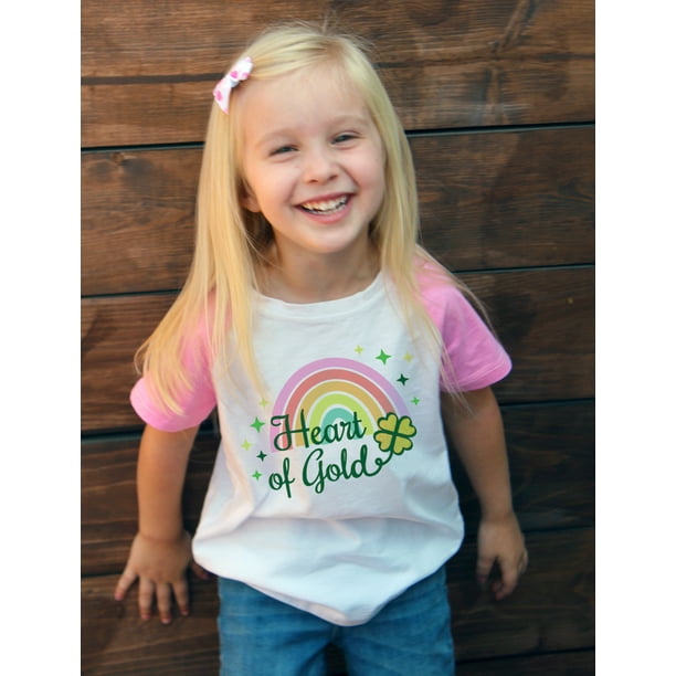 St Patricks Day Shirt Toddler Little Girl Gold Shamrock T Shirt 4T