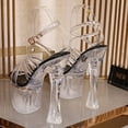 thumbnail image 5 of Ladies Stiletto Shoes Crystal Transparent Cross Strap Sexy Fashion Sandals 18cm Heel 8cm Platform WZ, 5 of 13