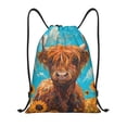 thumbnail image 1 of Fotbe Cute Cow Sunflowers Art Bolsa Mochila con Cordón Estampada, Bolsa de Gimnasio Deportiva, Bolsa Cinch, Bolsa con Cordón para Hombres y Mujeres-Medium, 1 of 6