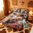 thumbnail image 2 of meiyoeat Highland Cattle Pink Flower King Sheets,Colorful Butterfly Farm Animal Print Bedding,4-Piece,1 Flat Sheet,1 Fitted Sheet And 2 Pillowcases, 2 of 6