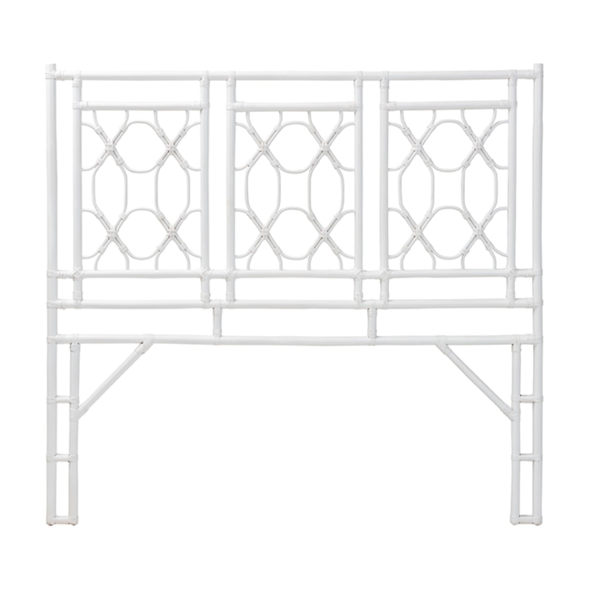 bali & pari Sampson Bohemian White Rattan Queen Size Standalone Headboard