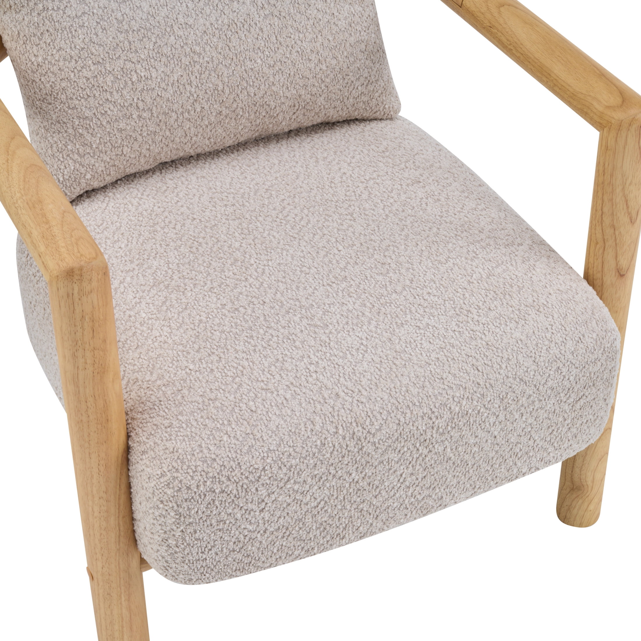 Christopher Knight Home Modern Boucle Upholstered Accent Arm Chair with Wood Frame, Wheat