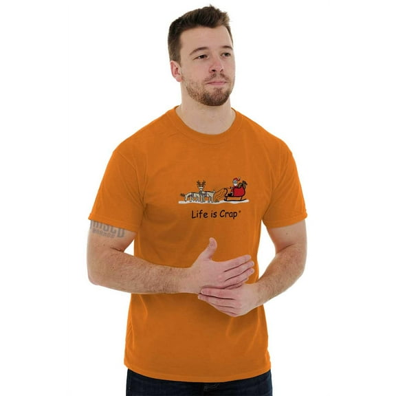 Life is Crap Christmas Reindeer Poop Plus Size Crewneck Graphic Tee Shirt Brisco Brands 3X
