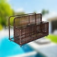 thumbnail image 6 of Garvee Outdoor Storage,Storage Basket,Poolside Float Storage, Patio Pool Float Storage Box, PE Rattan Outdoor Pool Caddy with Rolling Wheels for Pool, Floaties, Patio, Beach-Sturdy & Movable, Brown, 6 of 7