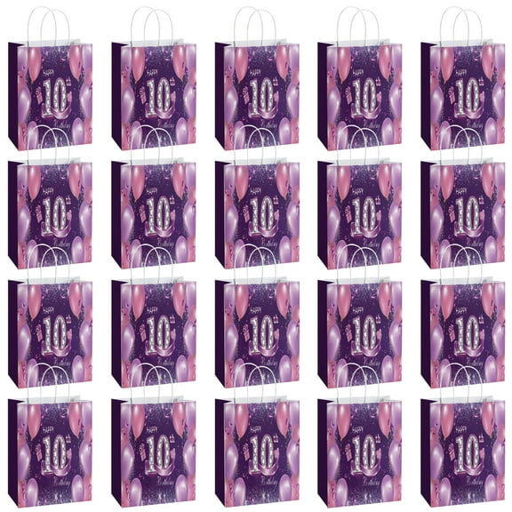 20 Pack Birthday Party Supplies Favor Bags for Adult - Decorative Gift Boxes, Candy Treat Bags for 10th Celebration Decorations