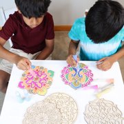 Kulture Khazana: Make Your Own Wooden Rangoli - 2-In-1 Sand & Paint Art Kit - Creative Diwali Activity, Mess-Free Drop Cloths, Kids DIY Sensory Craft