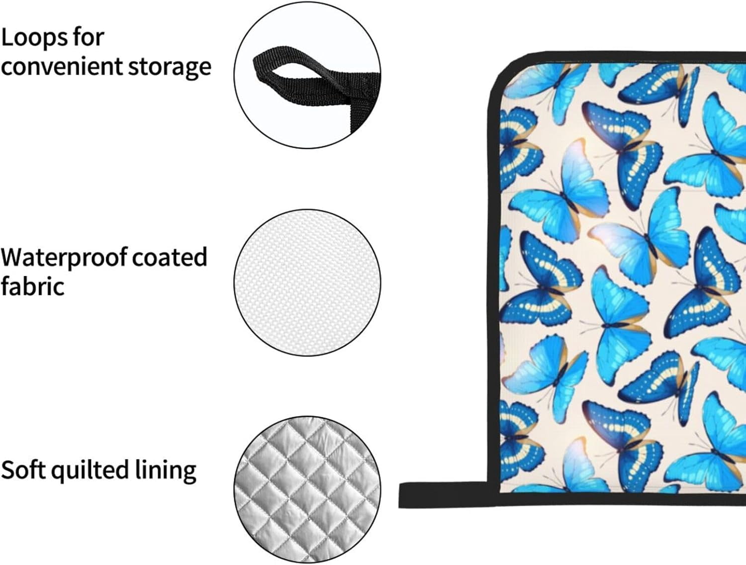 Butterfly Oven Mitts Pot Holders Set of 4, Kitchen Gloves Potholders Heat Resistant for Chef Baking Cooking Grilling BBQ