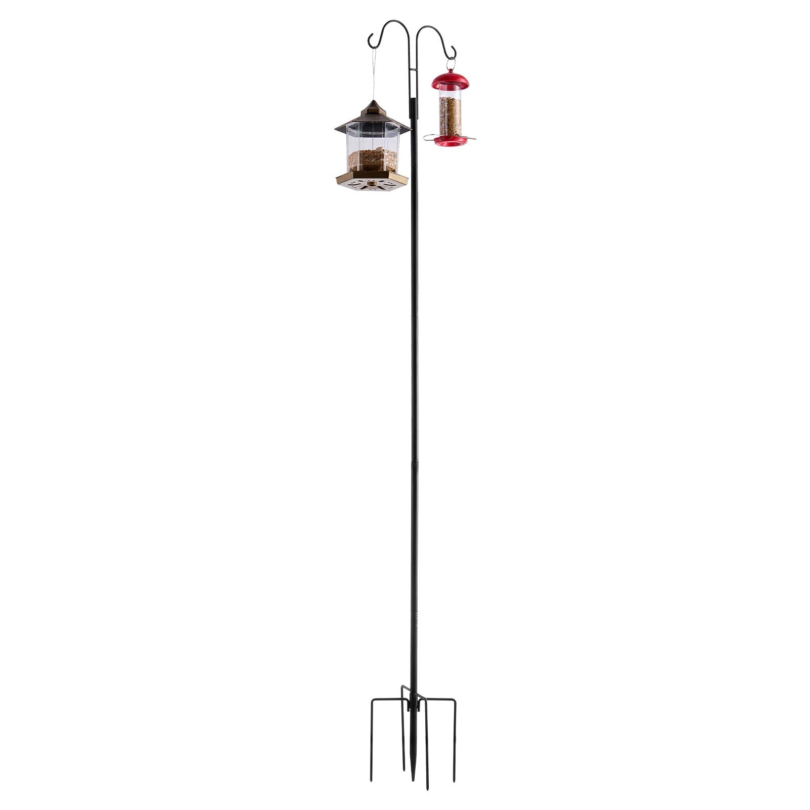 Double Shepherd Hook 76 3/4 Thick 8 Pack, Heavy Wrought Iron, Outdoor Hanging Bird Feeder, Plant Basket, Wind Chimes