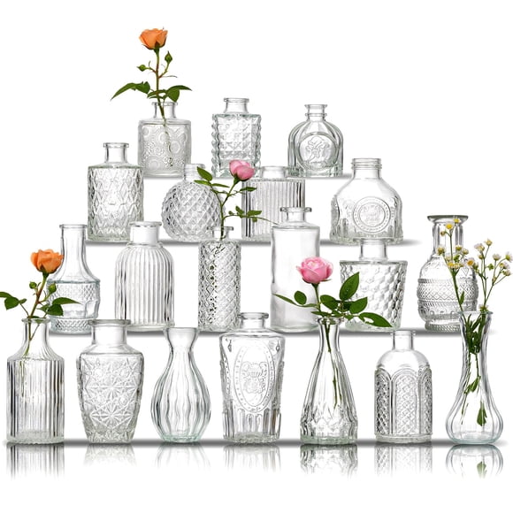 Set de jarrones Bud Glass Ulodimi, cristal vintage transparente (20 unidades)
