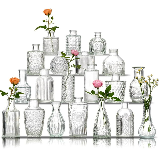 Set de jarrones Bud Glass Ulodimi, cristal vintage transparente (20 unidades)