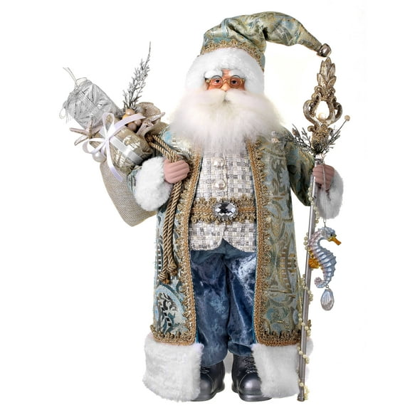 24" White and Gold Unique Metallic Neptune Christmas Santa Decor