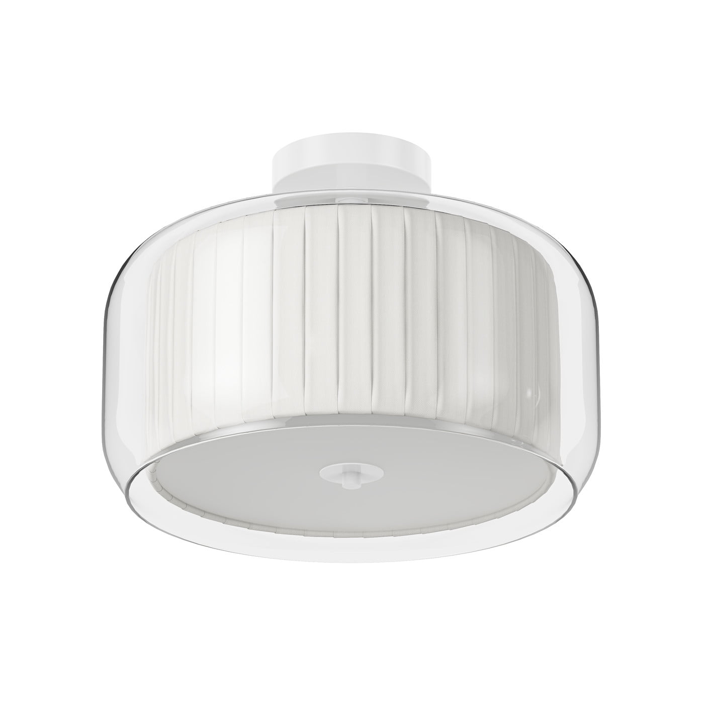 Aiwen Semi Flush Mount Ceiling Light Modern Lighting Off-White Rustic Drum Shape Ceiling Lighting with Clear Glass and Fabric Shade