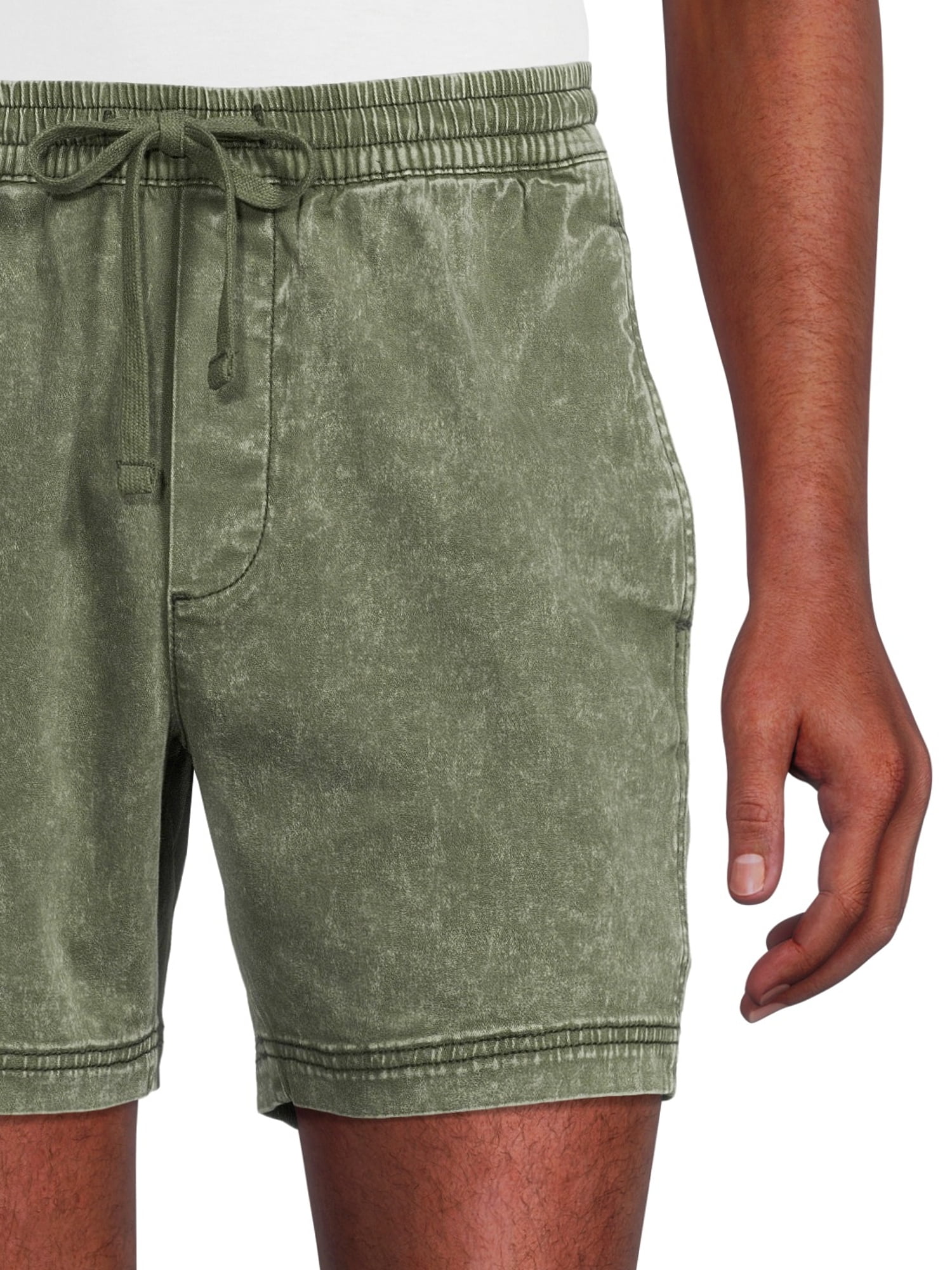 No Boundaries Men's and Big Men's Stretch Twill Pull On Shorts, up to Size 5XL