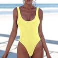 thumbnail image 2 of QHFBli Womens One Piece Retro U Back Swimsuits Tummy Control Padding Bathing Suit High Cut Swimwear, 2 of 4