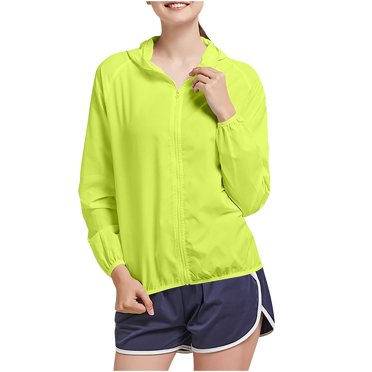 biudgviw Vestes Sport pour Femmes Légères Protection UV Upf50+ Manteau à Capuche Manches Longues Fermeture Éclair Chandails de Soleil d'Extérieur avec Poches