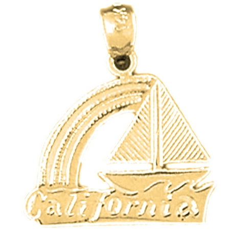 18K Yellow Gold California Pendant - 19 mm