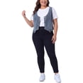 thumbnail image 3 of DARING DIVA Women's Plus Size Button Down Casual Sleeveless Jean Jacket 3X Gray Blue, 3 of 6