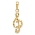 thumbnail image 1 of 14k Yellow Gold Open Treble Clef Music Note Necklace Charm Pendant Musical, 1 of 6