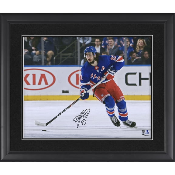 Mika Zibanejad New York Rangers Autographed 16" x 20" Framed Blue Jersey Skating Photograph