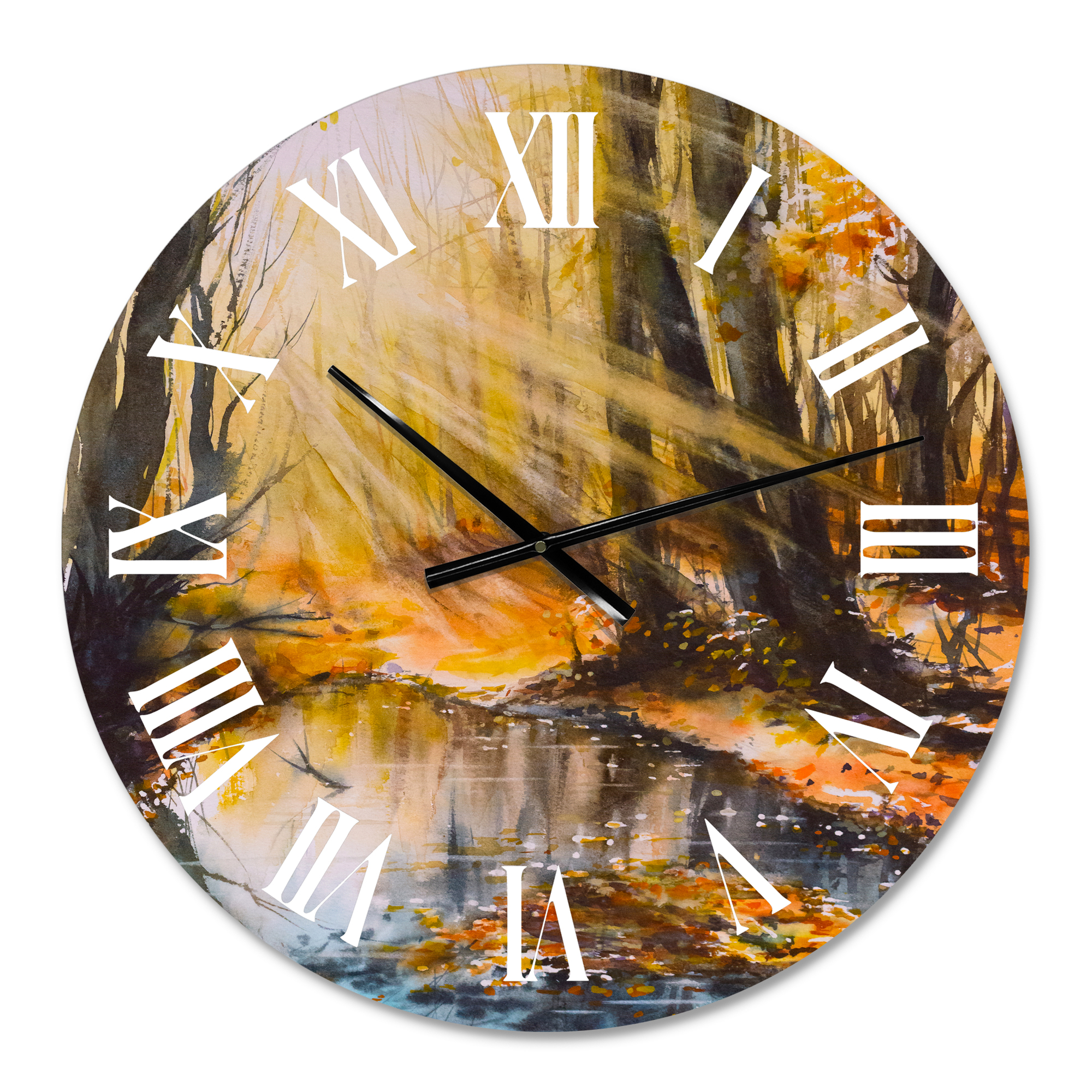 Designart 'Bright Sunshine Through The Forest Trees Iii' Lake House Wall Clock