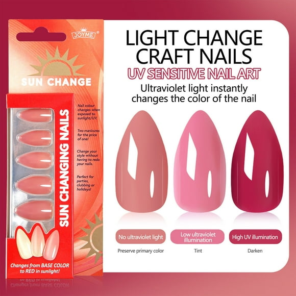 Summer Savings! Gspmoly Nail Set Kit, Press Nails with Designs Cute Full Cover Acrylic Nails Glossy Gradient Fake Nails Medium Shape False Nails with Glue Stick Artif Professional Nail Set
