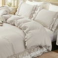 thumbnail image 6 of Boho Ruffled Comforter Set Super Soft Cozy Bedding Set with Pillowcases Elegant Chic Bedroom Decor Rustic Farmhouse Quilt Comforter 3 Pcs Set, 6 of 10