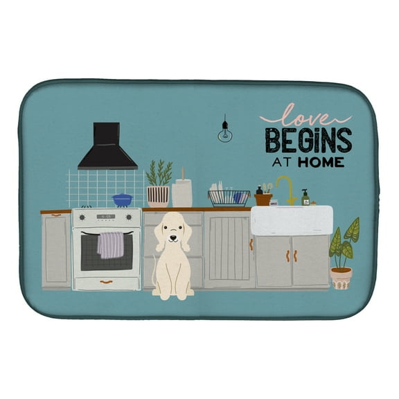 Caroline's Treasures CK7795DDM Sandy Bedlington Terrier Kitchen Scene Dish Drying Mat, 14 x 21", multicolor