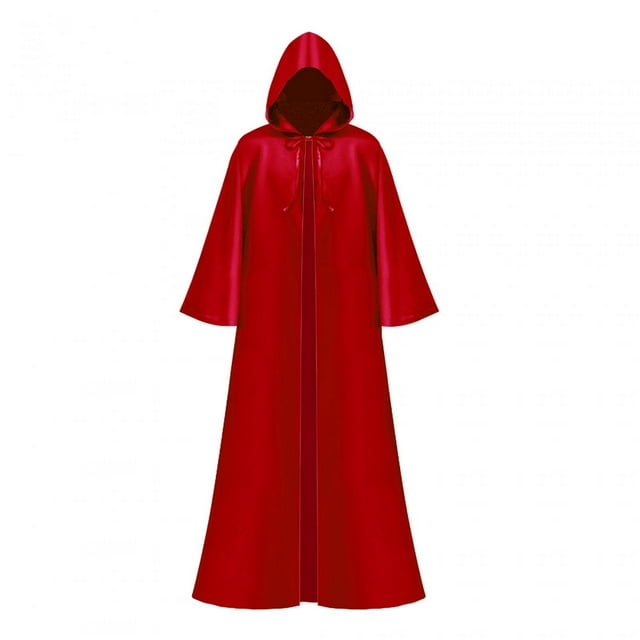 Cape à Capuche d'Halloween, Cape de Cosplay Pleine Longueur, Cagoule Wizard, Robe de Déguisement pour Pâques, Fête Punk, Carnaval, Rouge, TG