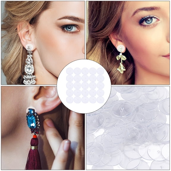 NICERIO 100Pcs Plastic Earring Backs for Droopy Ears Comfortable Lightweight Clear Material